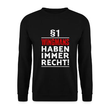§1 Wingmen haben immer Recht Geschenk Trauzeugen - Unisex Pullover - Schwarz - Vorne - Alina (178cm) & Michal (187cm)