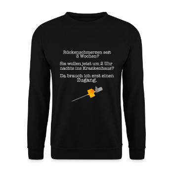 Notfallsanitäter Sprüche Rettungsdienst Sanitäter - Unisex Pullover - Schwarz - Vorne - Alina (178cm) & Michal (187cm)