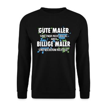 Malermeister Malerbetrieb lustiger Spruch Pinsel - Unisex Pullover - Schwarz - Vorne - Alina (178cm) & Michal (187cm)