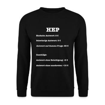 Heilerziehungspfleger HEP Antworten Preisliste - Unisex Pullover - Schwarz - Vorne - Alina (178cm) & Michal (187cm)