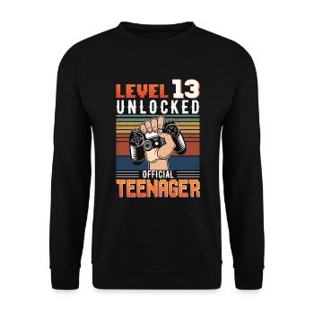 13th Birthday Boy Teen Birthday Gamer - Unisex Sweatshirt - black - Front - Alina (178cm) & Michal (187cm)