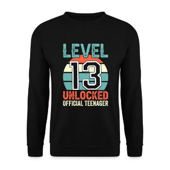 13th Birthday Boy Teen Birthday Gamer - Unisex Sweatshirt - black - Front - Alina (178cm) & Michal (187cm)