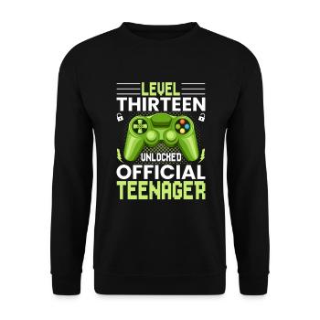 13th Birthday Boy Teen Birthday Gamer - Unisex Sweatshirt - black - Front - Alina (178cm) & Michal (187cm)