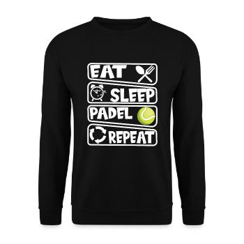 Eat Sleep Padel Repeat - Unisex Pullover - Schwarz - Vorne - Alina (178cm) & Michal (187cm)