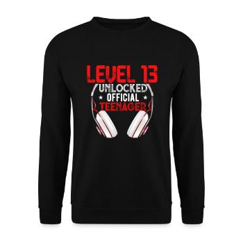 13th Birthday Boy Teen Birthday Gamer - Unisex Sweatshirt - black - Front - Alina (178cm) & Michal (187cm)