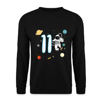 11th Birthday 11 Year Old Astronaut Space Planet - Unisex Sweatshirt - black - Front - Alina (178cm) & Michal (187cm)