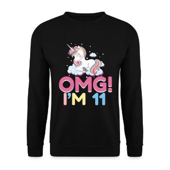 11th Birthday Girl 11 Year Old Unicorn Party - Unisex Sweatshirt - black - Front - Alina (178cm) & Michal (187cm)