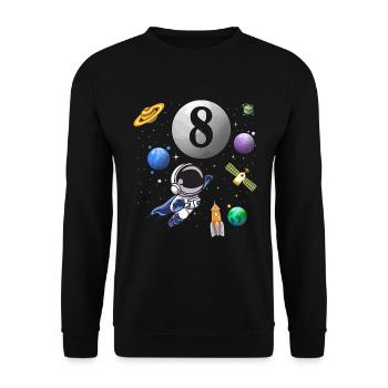8ème anniversaire 8 ans astronaute spatial spatial - Sweat-shirt Unisexe - noir - Devant - Alina (178cm) & Michal (187cm)