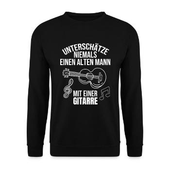 Gitarre Musik alter Gitarrist Musiker Music Spruch - Unisex Pullover - Schwarz - Vorne - Alina (178cm) & Michal (187cm)
