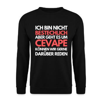 ich bin nicht bestechlich aber geht es um cevape - Unisex Pullover - Schwarz - Vorne - Alina (178cm) & Michal (187cm)