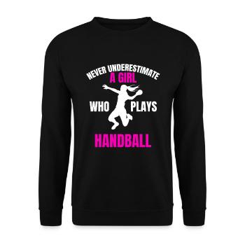 Handballerin Handball Mädchen Frauenhandball Damen - Unisex Pullover - Schwarz - Vorne - Alina (178cm) & Michal (187cm)