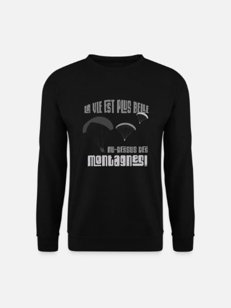 Parapentiste Parapente Avion Aviation Montagnes - Unisex Pullover - Schwarz