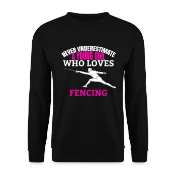 Fechten Spruch Frau Mädchen Fechterin Kampfsport - Unisex Pullover - Schwarz - Vorne - Alina (178cm) & Michal (187cm)