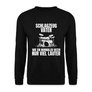 Schlagzeug Vater Musik Schlagzeuger Papa Musiker - Unisex Pullover - Schwarz - Vorne - Alina (178cm) & Michal (187cm)
