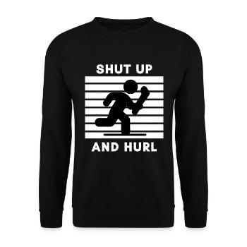 Hurling: Shut up and hurl. - Unisex Sweatshirt - black - Front - Alina (178cm) & Michal (187cm)