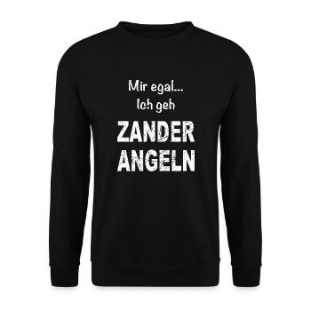 Zander Angeln Angler Raubfisch fischen - Unisex Pullover - Schwarz - Vorne - Alina (178cm) & Michal (187cm)