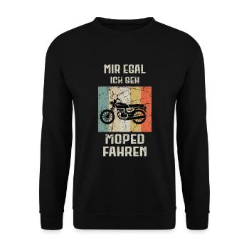 Moped Mopedfahrer Motorrad Zweirad - Unisex Pullover - Schwarz - Vorne - Alina (178cm) & Michal (187cm)