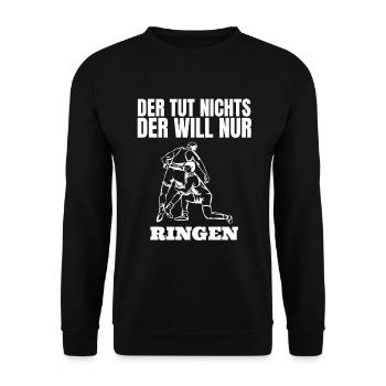 Ringer Wrestling lustige Geschenk Spruch Ringen - Unisex Pullover - Schwarz - Vorne - Alina (178cm) & Michal (187cm)