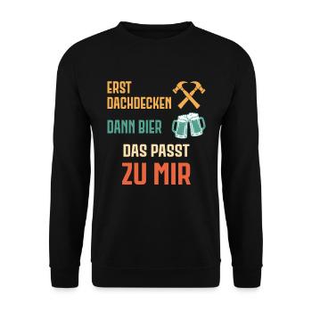 Dachdecker Handwerker Handwerk - Unisex Pullover - Schwarz - Vorne - Alina (178cm) & Michal (187cm)