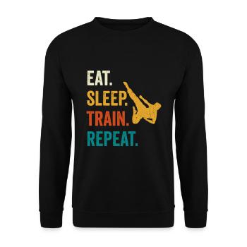 Eat Sleep Karate Repeat Karate - Unisex Sweatshirt - black - Front - Alina (178cm) & Michal (187cm)