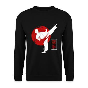 Karate Fighter Black Belt Karate Kick - Unisex Sweatshirt - black - Front - Alina (178cm) & Michal (187cm)