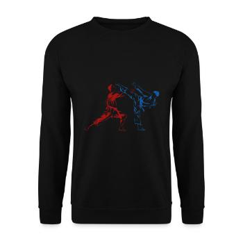 Karate Fighter Black Belt Karate Kick - Unisex Sweatshirt - black - Front - Alina (178cm) & Michal (187cm)