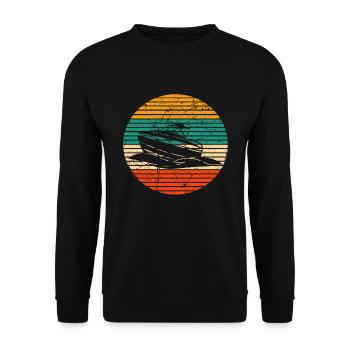Motorboat Boat Captain Boating - Unisex Sweatshirt - black - Front - Alina (178cm) & Michal (187cm)