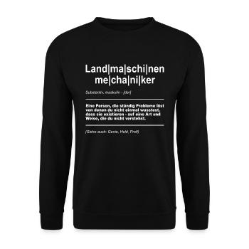 Landmaschinenmechaniker - Unisex Pullover - Schwarz - Vorne - Alina (178cm) & Michal (187cm)