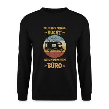 Wohnmobil Camper Camping Wohnwagen Büro - Unisex Pullover - Schwarz - Vorne - Alina (178cm) & Michal (187cm)