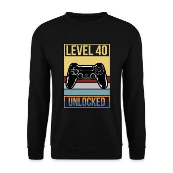 40. Geburtstag Birthday 1981 Gaming Level 40 - Unisex Pullover - Schwarz - Vorne - Alina (178cm) & Michal (187cm)