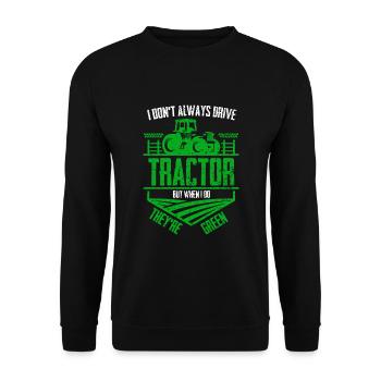Green Tractor - Unisex Sweatshirt - black - Front - Alina (178cm) & Michal (187cm)