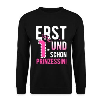 1. Geburtstag Mädchen 1 Jahre Prinzessin Party - Unisex Pullover - Schwarz - Vorne - Alina (178cm) & Michal (187cm)