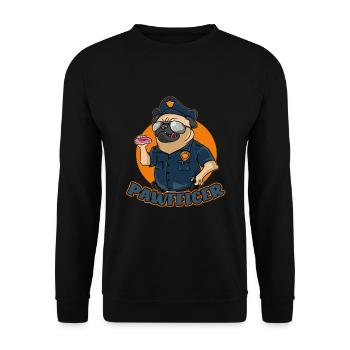 Pawfficer Der Donut Polizeihund - Unisex Pullover - Schwarz - Vorne - Alina (178cm) & Michal (187cm)