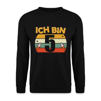 5. Geburtstag 5 Jahre Weltall Weltraumrakete Party - Unisex Pullover - Schwarz - Vorne - Alina (178cm) & Michal (187cm)