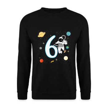 6th birthday 6 years astronaut space space - Unisex Sweatshirt - black - Front - Alina (178cm) & Michal (187cm)