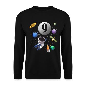 9th birthday 9 years astronaut space space - Unisex Sweatshirt - black - Front - Alina (178cm) & Michal (187cm)