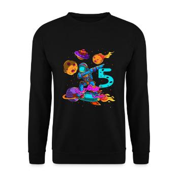 Astronaut In Space 5th Birthday - Unisex Sweatshirt - black - Front - Alina (178cm) & Michal (187cm)