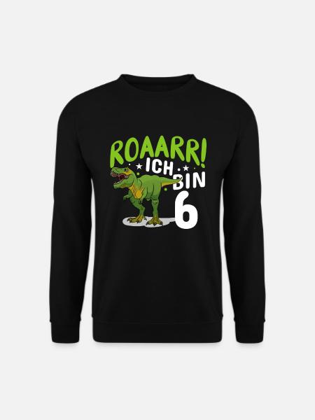 6. Geburtstag 6 Jahre Dino Dinosaurier Fan - Unisex Pullover - Schwarz