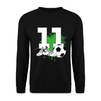 11e anniversaire 11 ans footballeur - Sweat-shirt Unisexe - noir - Devant - Alina (178cm) & Michal (187cm)