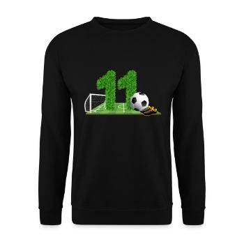 11e anniversaire 11 ans footballeur - Sweat-shirt Unisexe - noir - Devant - Alina (178cm) & Michal (187cm)