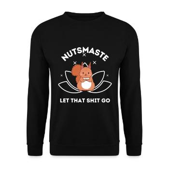 Squirrels and Buddha are namaste suitable - Unisex Sweatshirt - black - Front - Alina (178cm) & Michal (187cm)