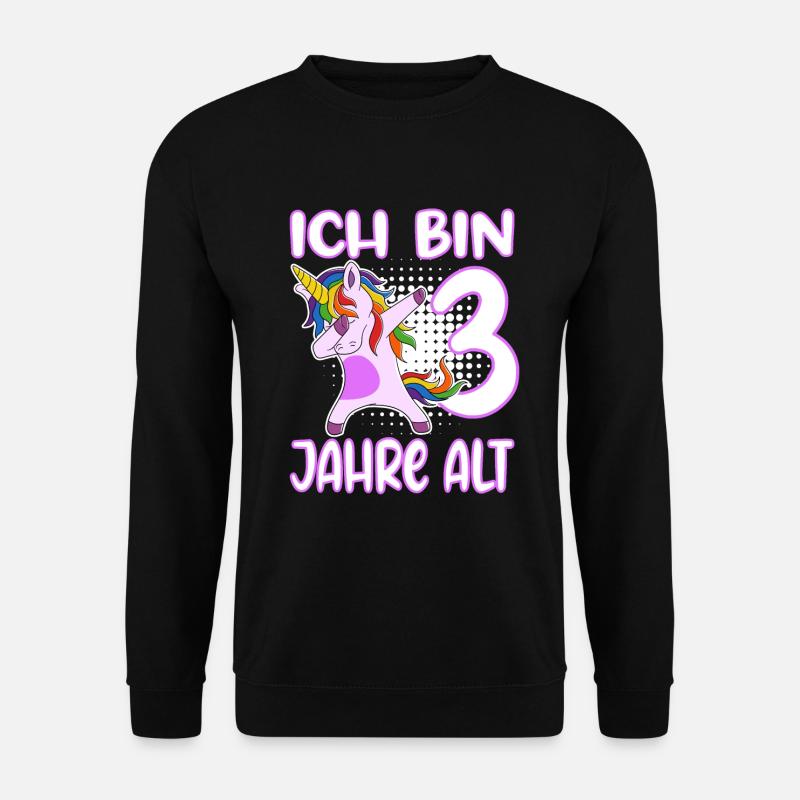 Dabbing Einhorn Ich bin 3 Jahre alt - Unisex Pullover - Schwarz