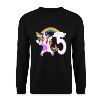Dabbing Licorne J’ai 5 ans - Sweat-shirt Unisexe - noir - Devant - Alina (178cm) & Michal (187cm)
