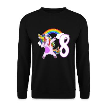 Dabbing Licorne J’ai 8 ans - Sweat-shirt Unisexe - noir - Devant - Alina (178cm) & Michal (187cm)