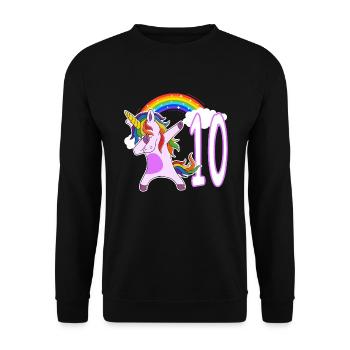 Dabbing Licorne J’ai 10 ans - Sweat-shirt Unisexe - noir - Devant - Alina (178cm) & Michal (187cm)