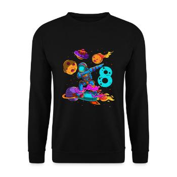 Astronaut In Space 8th Birthday - Unisex Sweatshirt - black - Front - Alina (178cm) & Michal (187cm)
