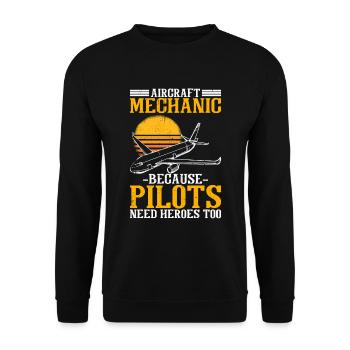 Aircraft Mechanic Pilots Heroes - Unisex Sweatshirt - black - Front - Alina (178cm) & Michal (187cm)