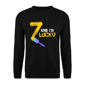 7 ans De chance 7 Numéro sept - Sweat-shirt Unisexe - noir - Devant - Alina (178cm) & Michal (187cm)