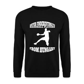 Handball Ungarn Handballer Team Handballspieler - Unisex Pullover - Schwarz - Vorne - Alina (178cm) & Michal (187cm)