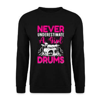 Drôle de femme percussion de batterie cadeau - Sweat-shirt Unisexe - noir - Devant - Alina (178cm) & Michal (187cm)